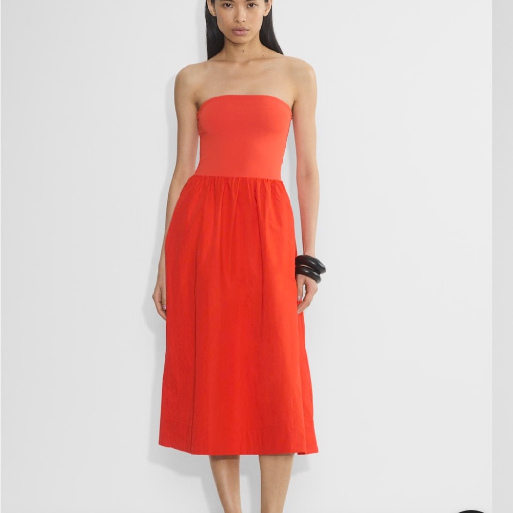 Aritzia Fit-and-flare cotton poplin midi dress with Contour bodice